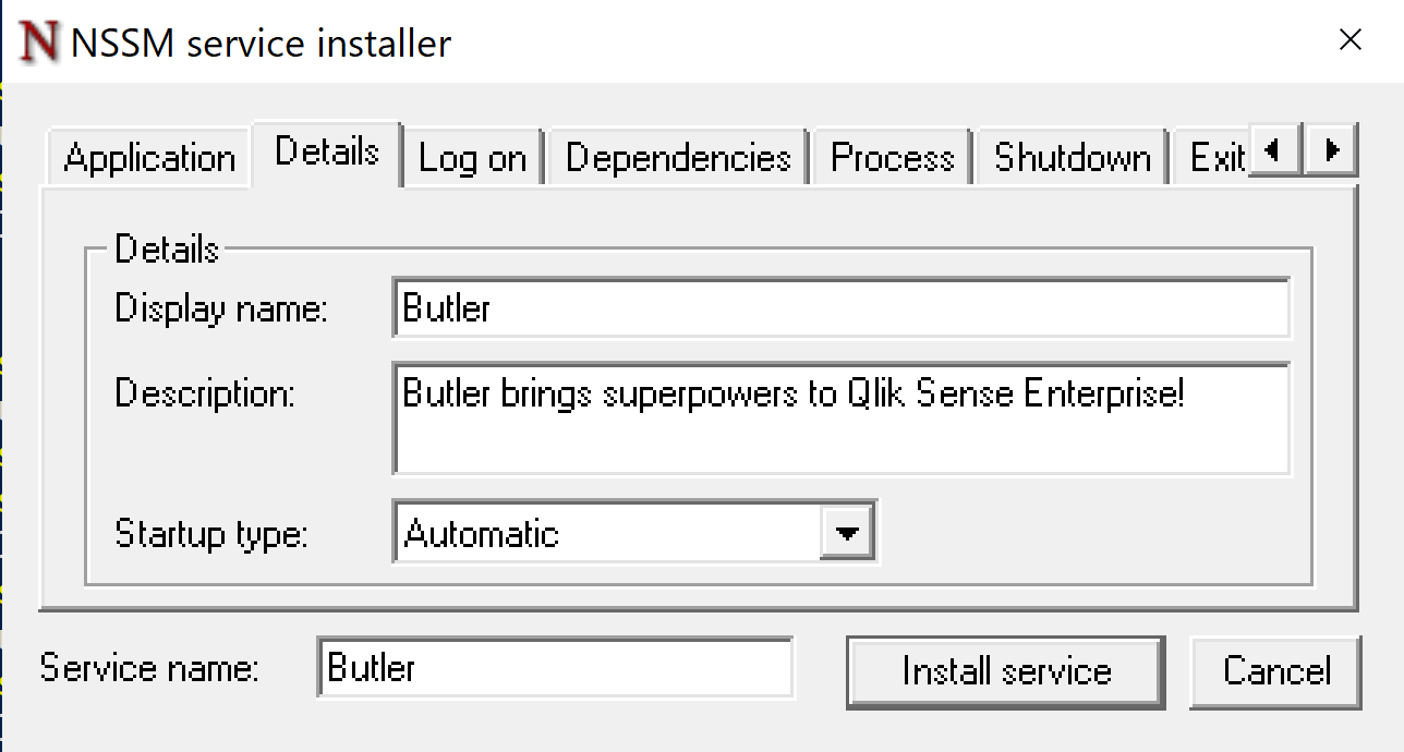 Running Butler tools as Windows services