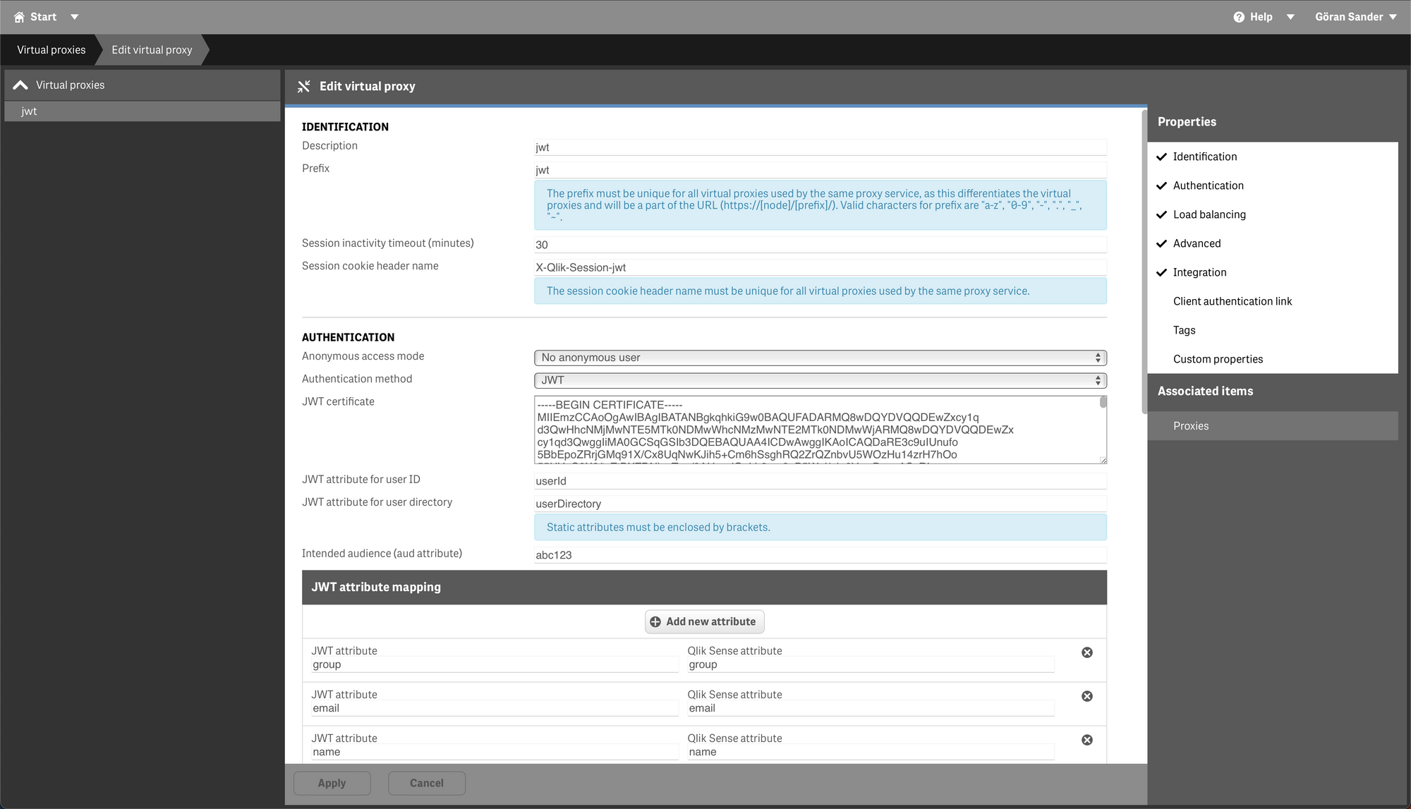 qs-jwt: JWT auth for Qlik Sense