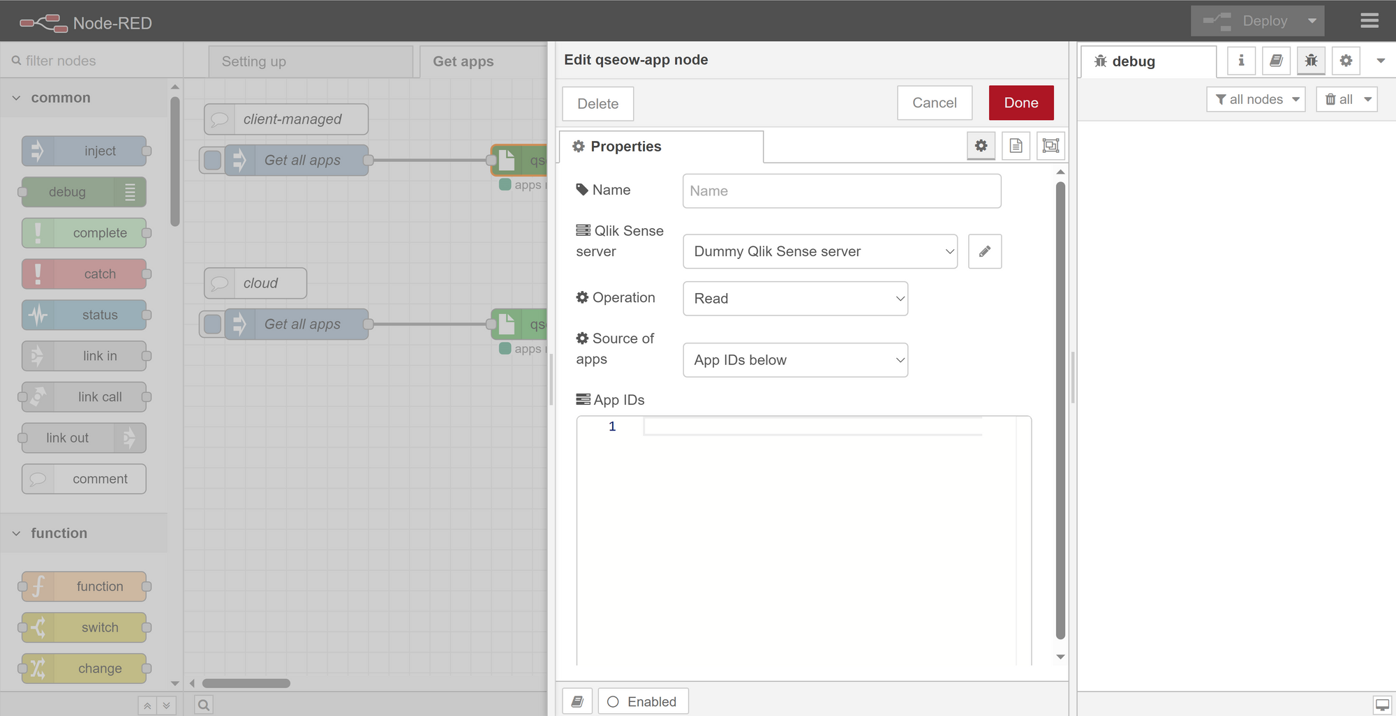 Ctrl-Q NR: Qlik Sense nodes for Node-RED