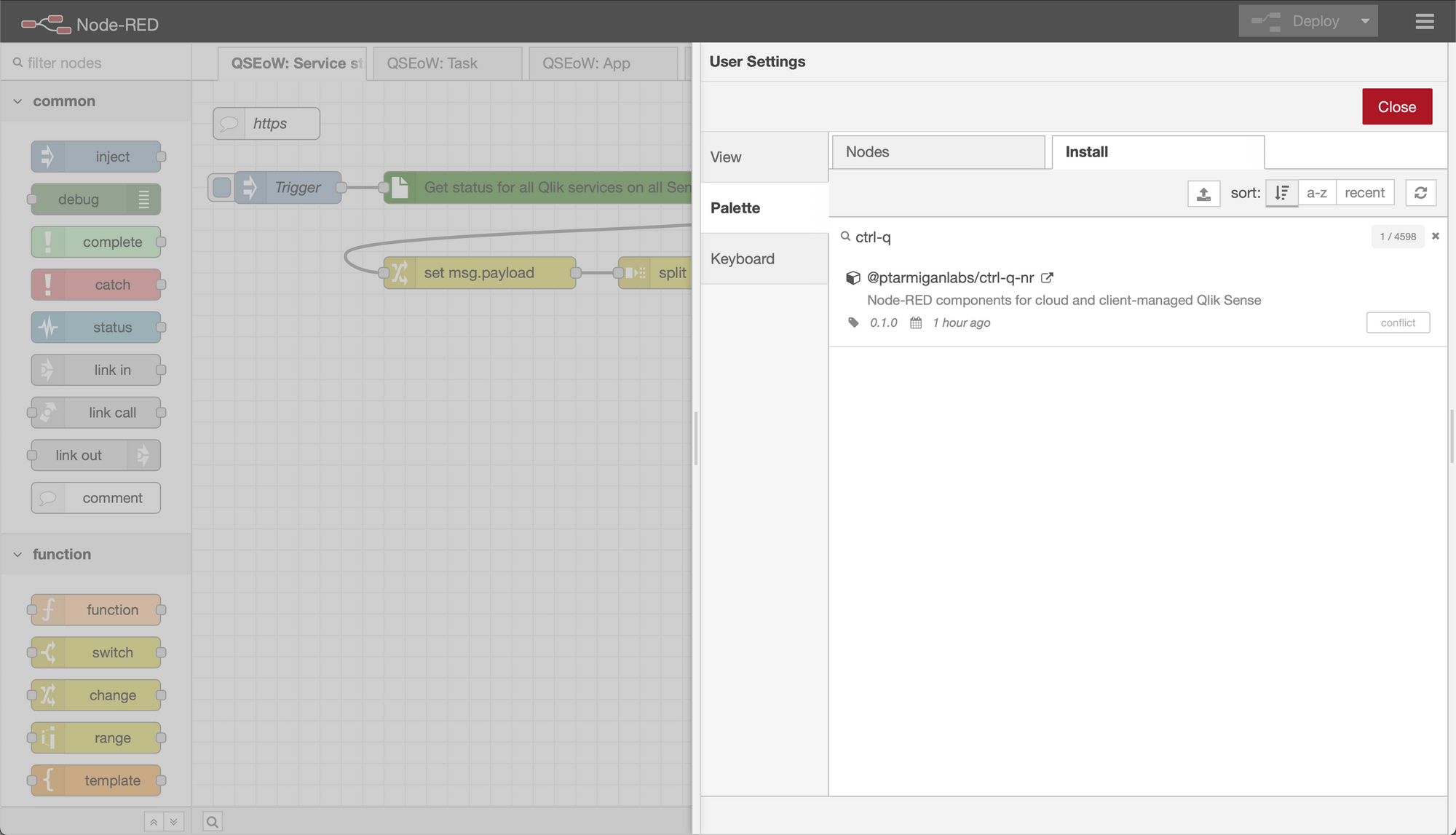 Ctrl-Q NR: Qlik Sense nodes for Node-RED