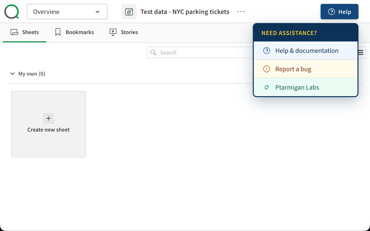 Customizable help button for Qlik Sense