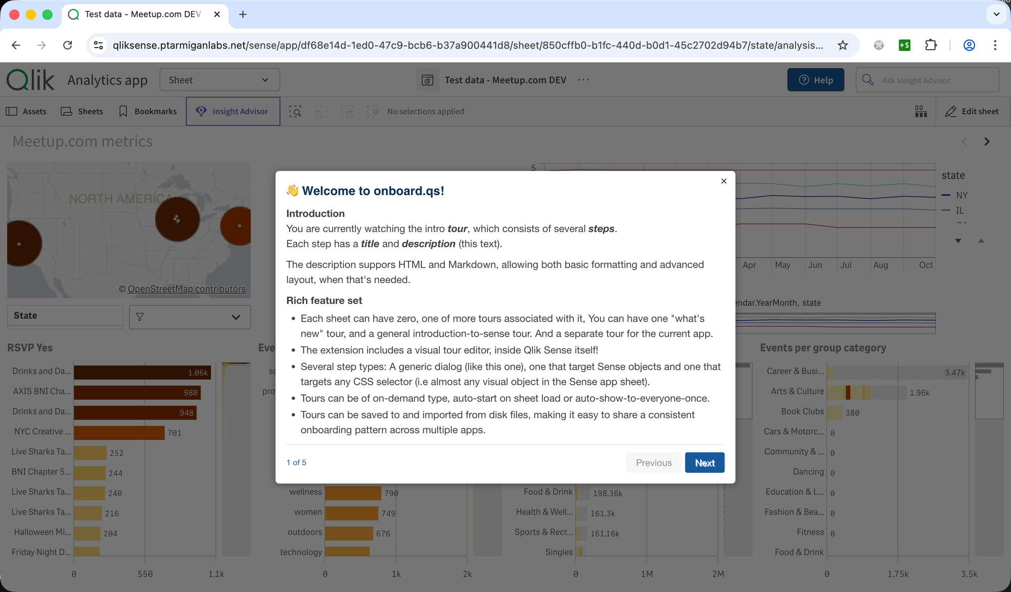 Interactive onboarding tours for Qlik Sense